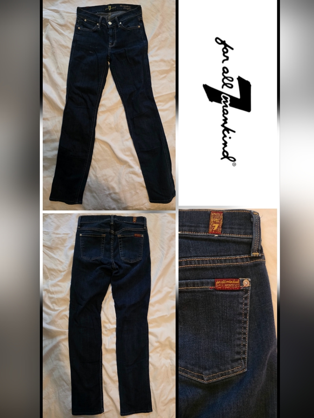 7 For All Mankind Dark Wash Skinny Jeans